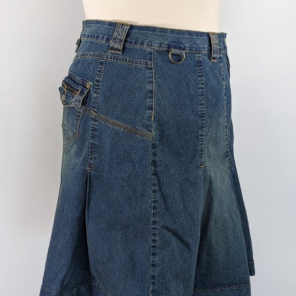 CATO Woman Vintage Denim Pleated Flare Skirt - Picture 3 of 6